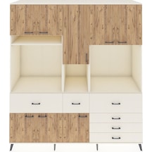 Kronos Dolap 10 Raflı 6 Çekmeceli 8 Kapaklı 220x59x243 Aytaşı-çam/aytaşı Atlas Çam/aytası