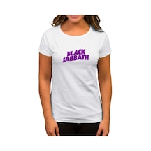 Black Sabbath Purple Yazı Beyaz Kadın Tişört Beyaz