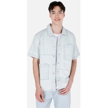 Colin's Colins 031 Waya Normal Kesim Shirt Yaka Mavi Erkek Jean Kısa Kol Gömlek Cl1069577 Cl1069577 Q1.v1 Dn43541 Denim