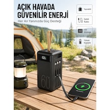 Led Ekranlı Çok Fonksiyonlu Taşınabilir Şarj Ünitesi Powerbank Yeni Nesil - Lisinya Siyah