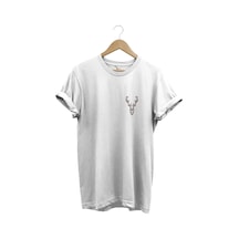 Hunting Avcılık Minimal Geyik Avı Baskılı %100 Pamuk Regular Fit Unisex T-shirt Beyaz