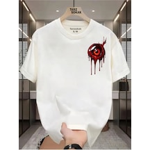 Tarzsokak Unisex Kod 3 Eyelash Desen T-shirt Beyaz