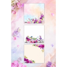 Çiçek Bloknot - 9 9 Cm Ebat- 50 Yaprak - Notepad - Memopad - Çizgisiz Not Kağıdı- To Do List - 3564
