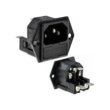 Powermaster Power Şase Çift Fuselli C14 3 Pinli Elektirik Kablosu Enerji Kablosu Soketi Bilgisayar Kasası İçin