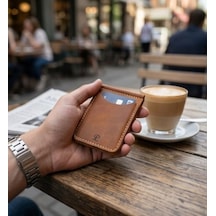 Parla Leather Cavana El Yapımı Hakiki Deri Cüzdan Kahverengi - Taba