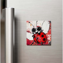 Ladybug - Uğur Böceği - Güneş Gözlüklü Style - Buzdolap Magneti - 9x9 Cm