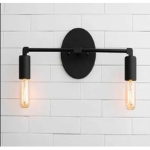 RİOLİGHT MODERN İKİLİ SİYAH METAL DUVAR APLİK Siyah