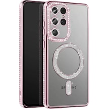 Joko Samsung Uyumlu Galaxy S26 Ultra Joke Simli Magneticsafe Kılıf - Pembe - Özel Seri 8683140917296