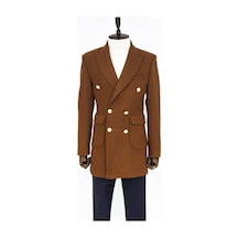 Wessi Taba Metal Düğmeli Kruvaze Kaban Taba