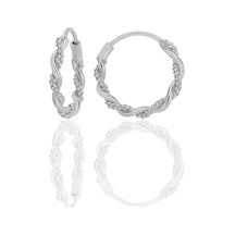 Gümüş İşlemeli Çift Burgulu 16 Mm Halka Küpe Barcode Gümüş