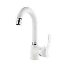 Gms Akdeniz Kuğu Lavabo Musluk Bataryası Beyaz - Krom Akd401-K