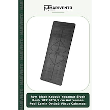 Rym-black Kauçuk Yogamat Siyah Renk 183 68 0,5 Cm Antrenman Pedi Zemin Örtüsü Vücut Çalışması