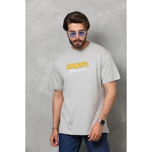 Yake Store Unisex Basic Bisiklet Yaka Oversize T-shirt - Gri - Gri