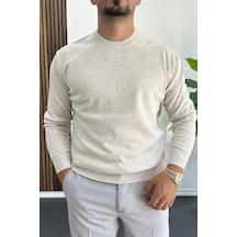 Erkek Bisiklet Yaka Normal Kalıp Kazak Krem Edw410 Krem