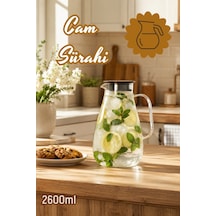 Porsima Lm-0100 Damla Sızdırmaz Metal Kapaklı Ve Kulplu Cam Başucu Sürahisi 2600ml