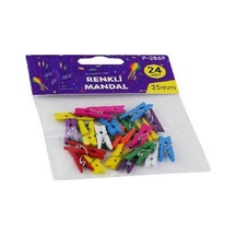 Küçük Boy Renkli Mandal 25 mm - 24 Adet-Paket Diğer