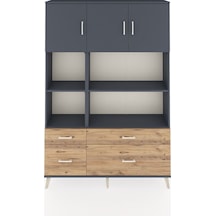 Arges Dolap 8 Raflı 4 Çekmeceli 3 Kapaklı 132x30x195 Antrasit-antrasit/çam Antrasıt/atlas Çam