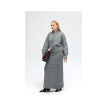 Mai Collection Mai Studios Co. Eskara Fermuarlı Gri Triko Hırka Çok Renkli