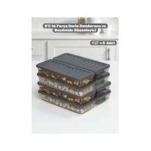 8'li 16 Parça 1 Lt Derin Dondurucu Buzdolabı Düzenleyici Organizer Saklama Kabı Seti Gri - 751808641 Gri