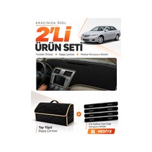 E-biz Toyota Camry 2006-2012 Uyumlu Torpido Örtüsü + Tay Tüyü Bagaj Çantası - Siyah-bej - To007