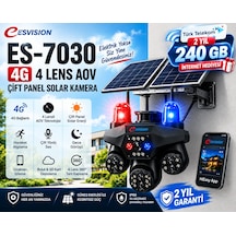 Esvısıon Es-7030 4g Çift Solar Panelli 4 Lensli Akıllı Güvenlik Kamerası Yanında 2 Yıl 240 Gb İnternet