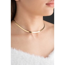14 Ayar Altın Kalın İtalyan Ezme Zincir Kolye 4 Mm Sarı Altın