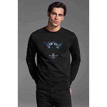Diablo Baskılı Siyah Erkek Örme Sweatshirt (528957476)
