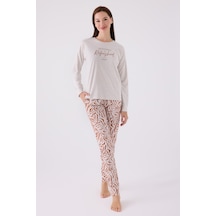 Pierre Cardin 8860 Uzun Kol Kadın Pijama Takımı Krem