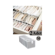 2 Adet Akordiyon Çekmece Ve Dolap Içi Düzenleyici Organizeri Medium Kumaş 60 X 100 Gri Diğer