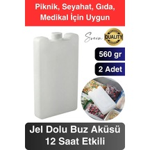12 Saat Süreli 560 Gr Jel Dolu Buz Aküsü Plastik Soğuk Zincir Gıda Yiyecek Uzun Süre Koruma 2 Adet Çok Renkli
