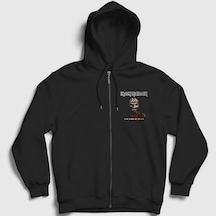 Presmono Unisex Souls Iron Maiden Fermuarlı Kapüşonlu Sweatshirt Siyah