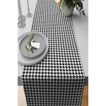 Siyah Kazayağı Desenli Premium Masa Örtüsü Runner Rnr169n11