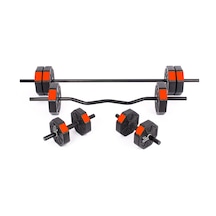 Tan Spor 40 KG Düz Barlı 150 CM +  Z Barlı 120 CM Dambıl Ağırlık Halter Full Set