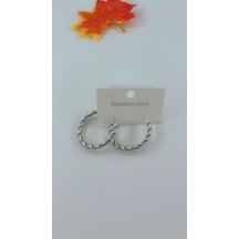 Kadın Burgu Tasarım Çelik Küpe Gümüş Renk