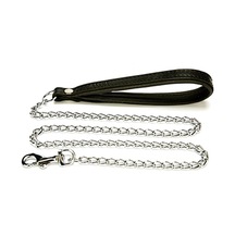 Doggie Konfor Deri Saplı Zincirli Gezdirme 4x110cm Black Siyah
