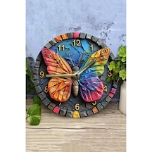 Renkli Kelebek Figürlü Çift Katmanlı Mdf Duvar Saati 3d Görünümlü 33 Cm Sdw004 Renkli