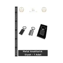 Anahtarlık Paslanmaz Çelik Mat Lazer Baskı Promosyon Şık Hediyelik Metal Anahtarlık Siyah 1 Adet