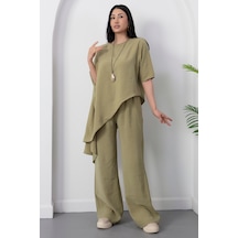 Kalopya Simetrik Crop Pantolon İkili Takım Grs3933 Yesıl