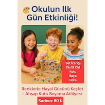 Okul Etkinliği 15x15 Ahşap Kutu Boyama Seti Boya + Fırça Dahil