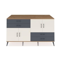 Kronos Konsol 3 Raflı 4 Çekmeceli 4 Kapaklı 176x59x99 Çam-aytaşı/ Çam-aytaşı/antrasit