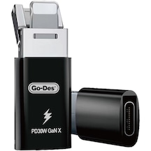 Go Des GD-CT029 PD30W GaN Teknolojili Type-C to Lightning & USB-A OTG Çok Yönlü Dönüştürücü Adaptör