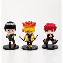 Naruto Uzumaki Gaara Rock Lee 3'lü Anime Koleksiyon Figür Seti 6-7 Cm