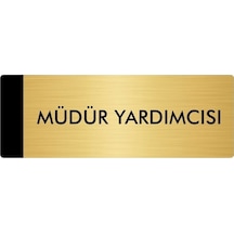 Metal Yönlendirme Levhası, Departman Kapı Isimliği Müdür Yardımcısı 5x20 Cm Altın Renk