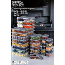 36 Parçalı Set Freshbox Mikrodalga Ve Difrize Uygun Saklama Kabı Seti Gri