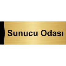 Sunucu Odası 10x20cm Altın Renk Metal Yönlendirme Levhası