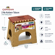 Çerisan 2 No Katlanır Tabure Orta Boy 35 33 30 Cm Bej