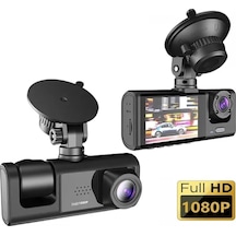 Buğz Dv300 Yeni 3 Kameralı Araç İçi Kayıt Kamerası Trafik Recorder 2 İnç Ips Ekran Full Hd 1080p