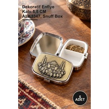 5 Adet İstanbul Temalı Enfiye Kutusu Dekoratif Enfiye Kabı 5,5 Cm Alk3347, Snuff Box