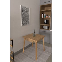 Vilinze Avanos Ahşap Katlanır Kanatlı Mdf Mutfak Masası - 70x70+70 70x140 Cm Naturel