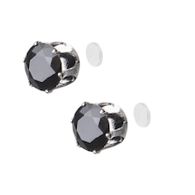 Siyah Taşlı Mıknatıslı Çift Erkek Küpe Takı Aksesuar P24 T5 Siyah